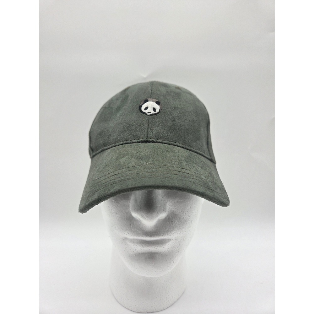 Carbon Elements Baseball Cap OS Olive Green Womens Faux Suede Panda Patch Hat